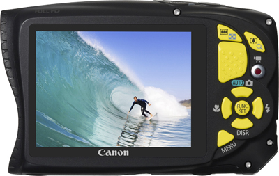 Canon PowerShot D20 Rückseite Gelb Display Tasten