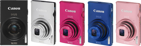 Canon IXus 240 HS Frontseite Gehäusefarben Schwarz Silber Blau Pink Rosa