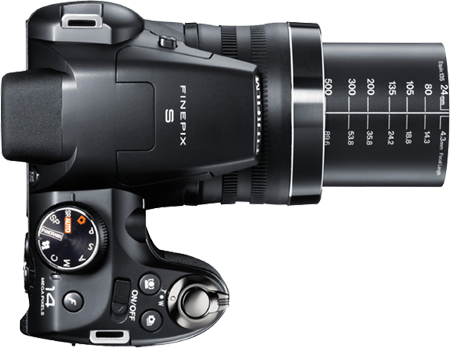Fujifilm FinePix S4300 Oberseite Einstellrad ausgefahrene Optik