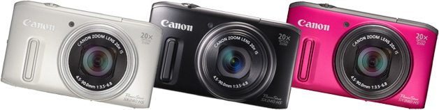 Canon PowerShot SX240 HS Farben Silber Schwarz Rosa