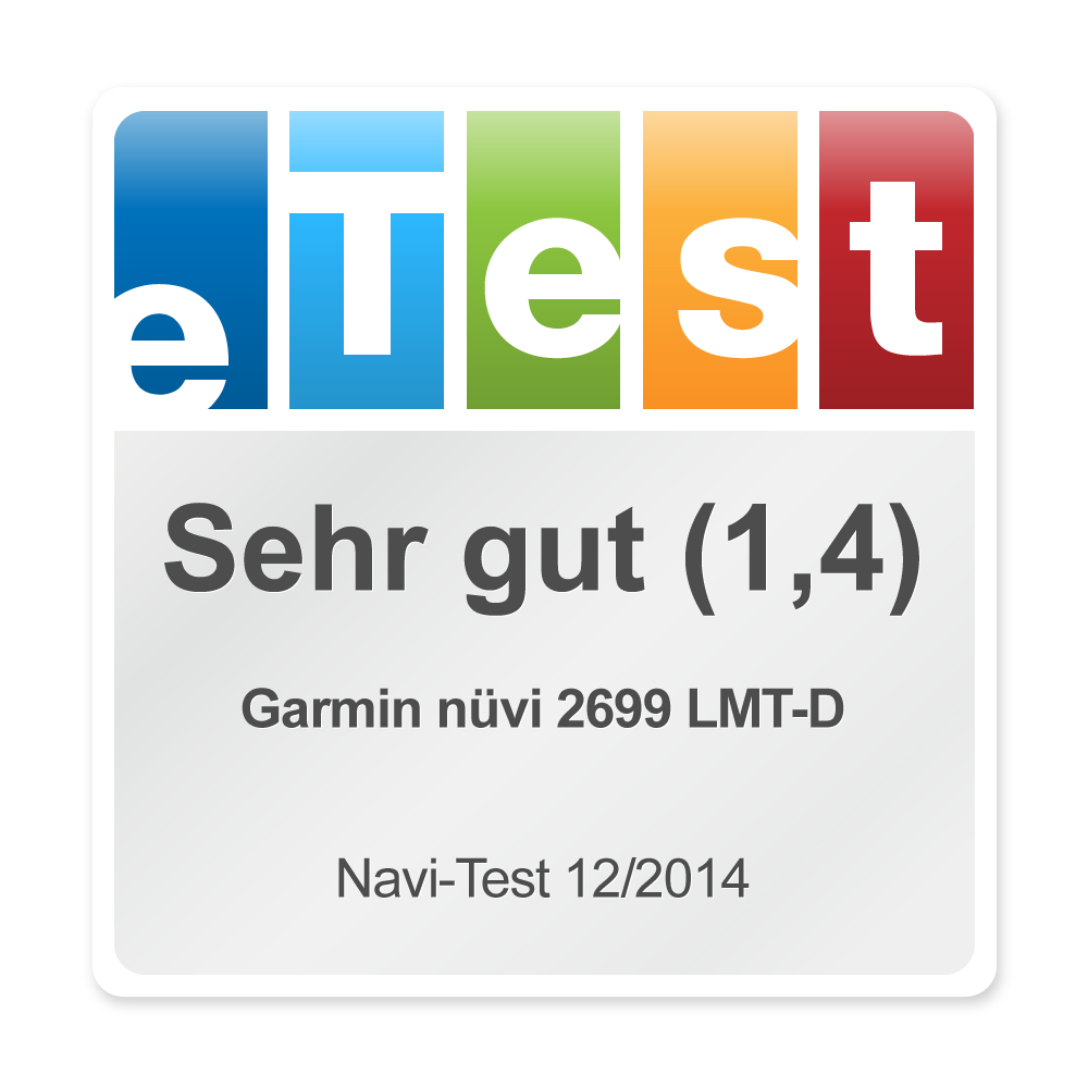 Garmin nüvi 2699 Auszeichnung Sehr gut (© eTest.de)