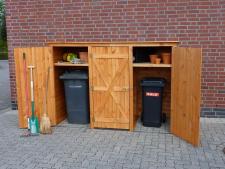Test Garten Holzbau - Promadino Mülltonnenschrank 3türig honigbraun 