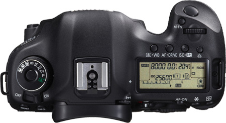 Canon EOS 5D Mark III Oberseite Einstellrad Tasten Auslöser Info-Display