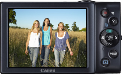 Canon PowerShot A3400 IS Schwarz Rückseite Display Touchscreen Tasten
