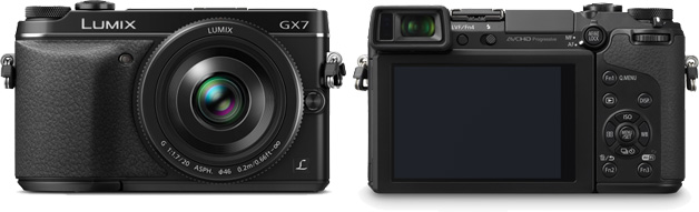Panasonic Lumix DMC-GX7: schwarz, Front & Rückseite