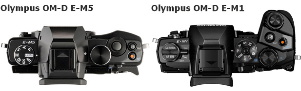 Vergleich: Olympus OM-D E-M5 und OM-D E-M1, Oberseite