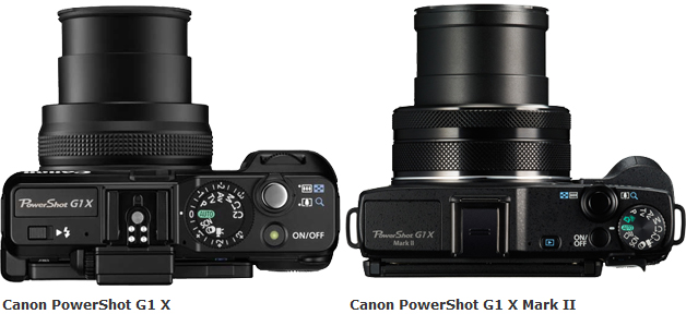 Canon PowerShot G1 X Mark II Oberseite Vergleich G1 X