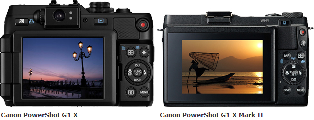 Canon PowerShot G1 X Mark II Rückseite Vergleich G1 X