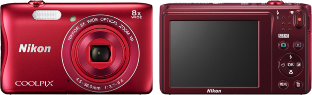 Nikon Coolpix S3700 Rot Front Rückseite