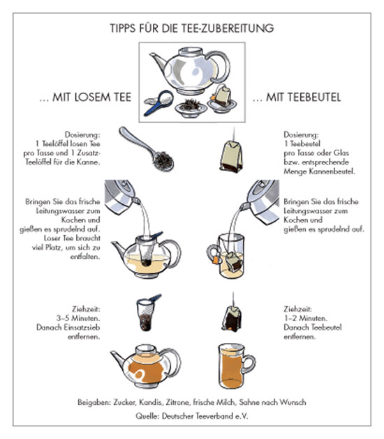 Tippe für die Teezubereitung (© Deutscher Teeverband e.V.)