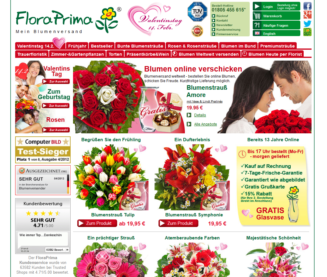 Screenshot Webseite Floraprima.de